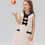 Velvet Bow Tweed Shift Dress