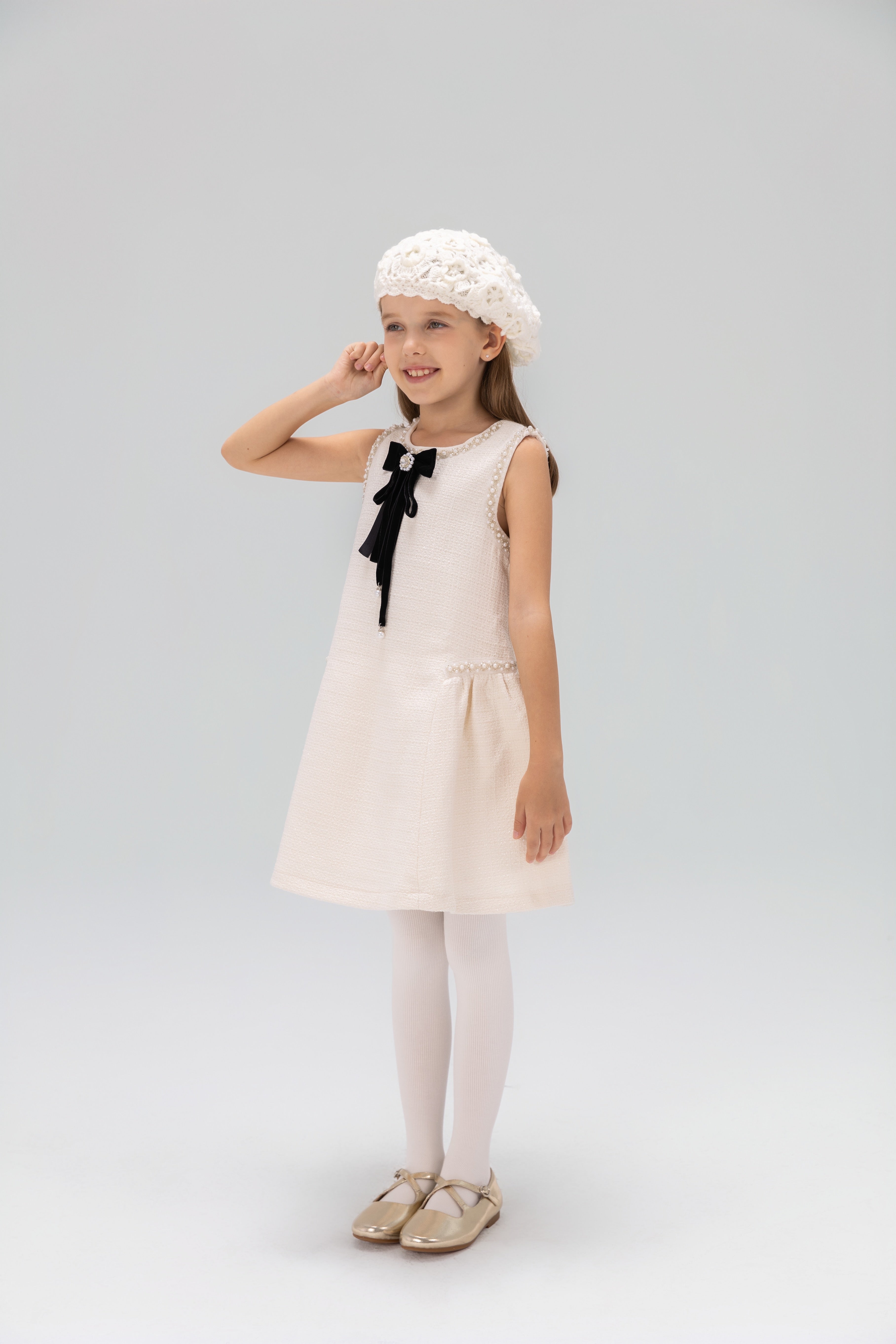 Pearl-Trim Tweed Mermaid Dress