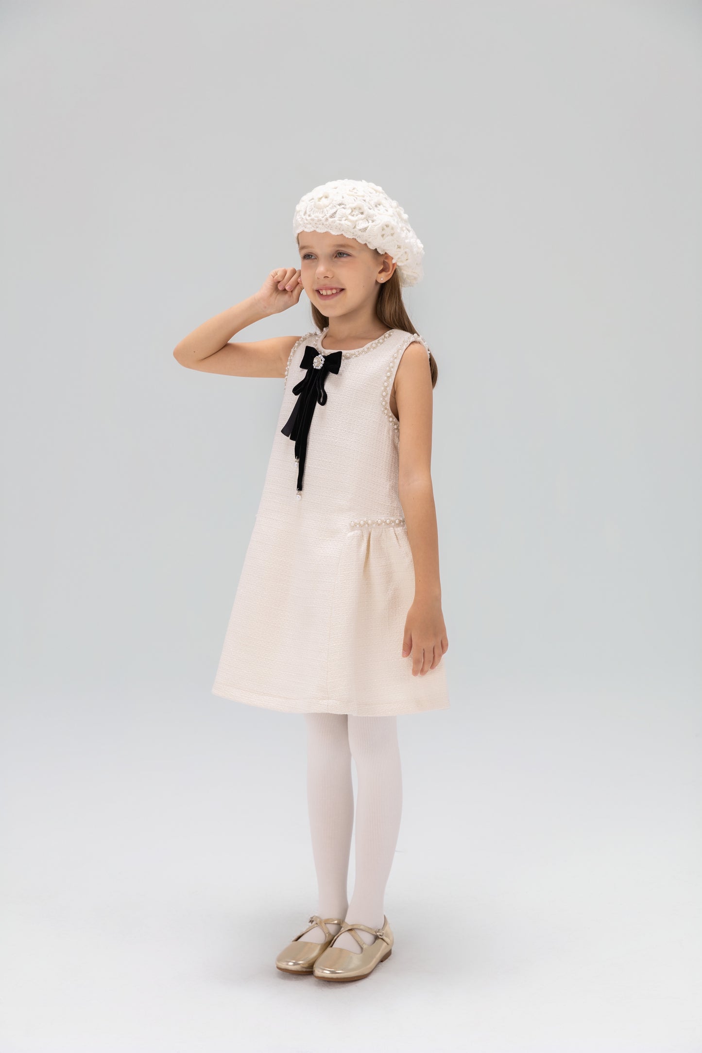 Pearl-Trim Tweed Mermaid Dress
