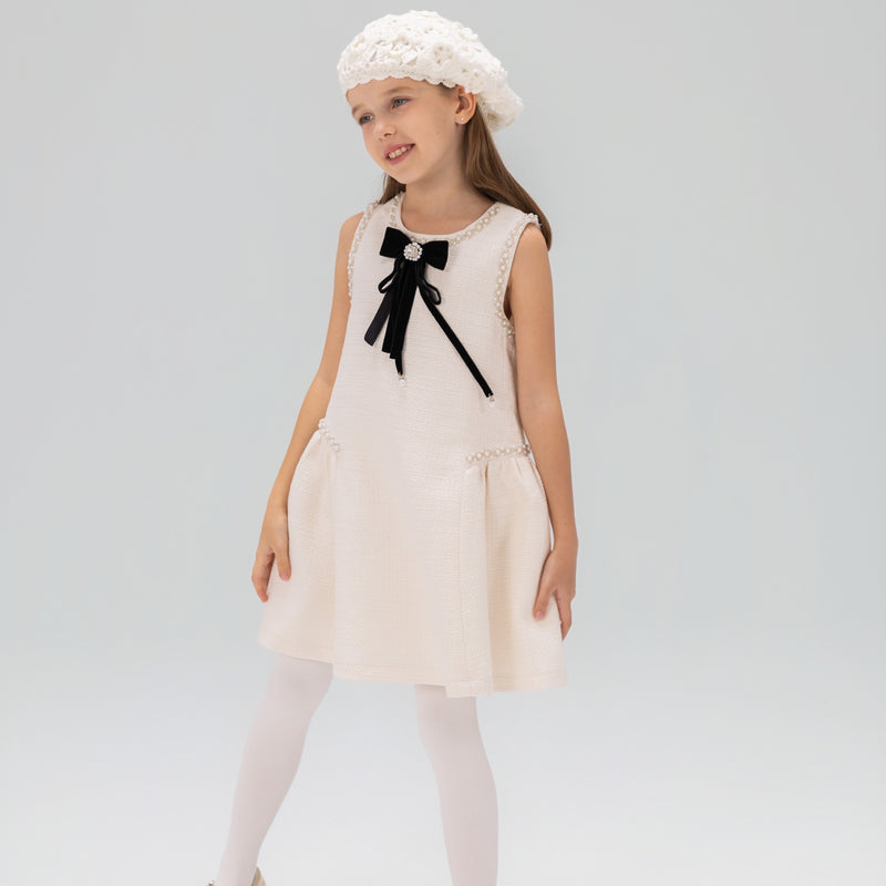 Pearl-Trim Tweed Mermaid Dress