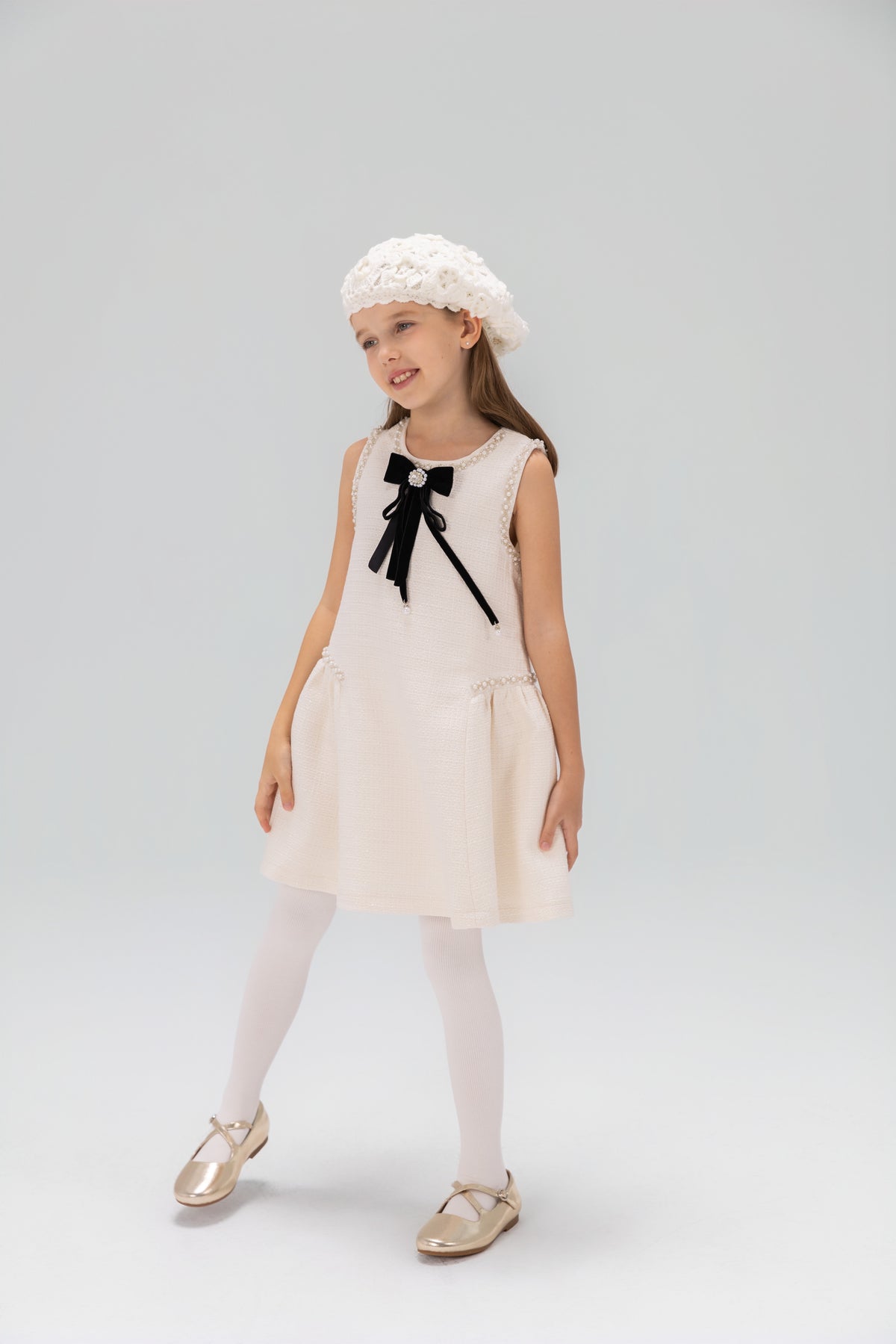 Pearl-Trim Tweed Mermaid Dress