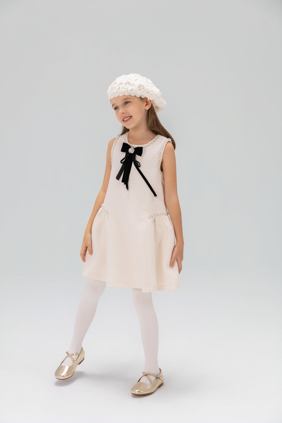 Pearl-Trim Tweed Mermaid Dress