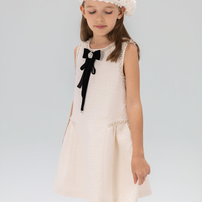 Pearl-Trim Tweed Mermaid Dress