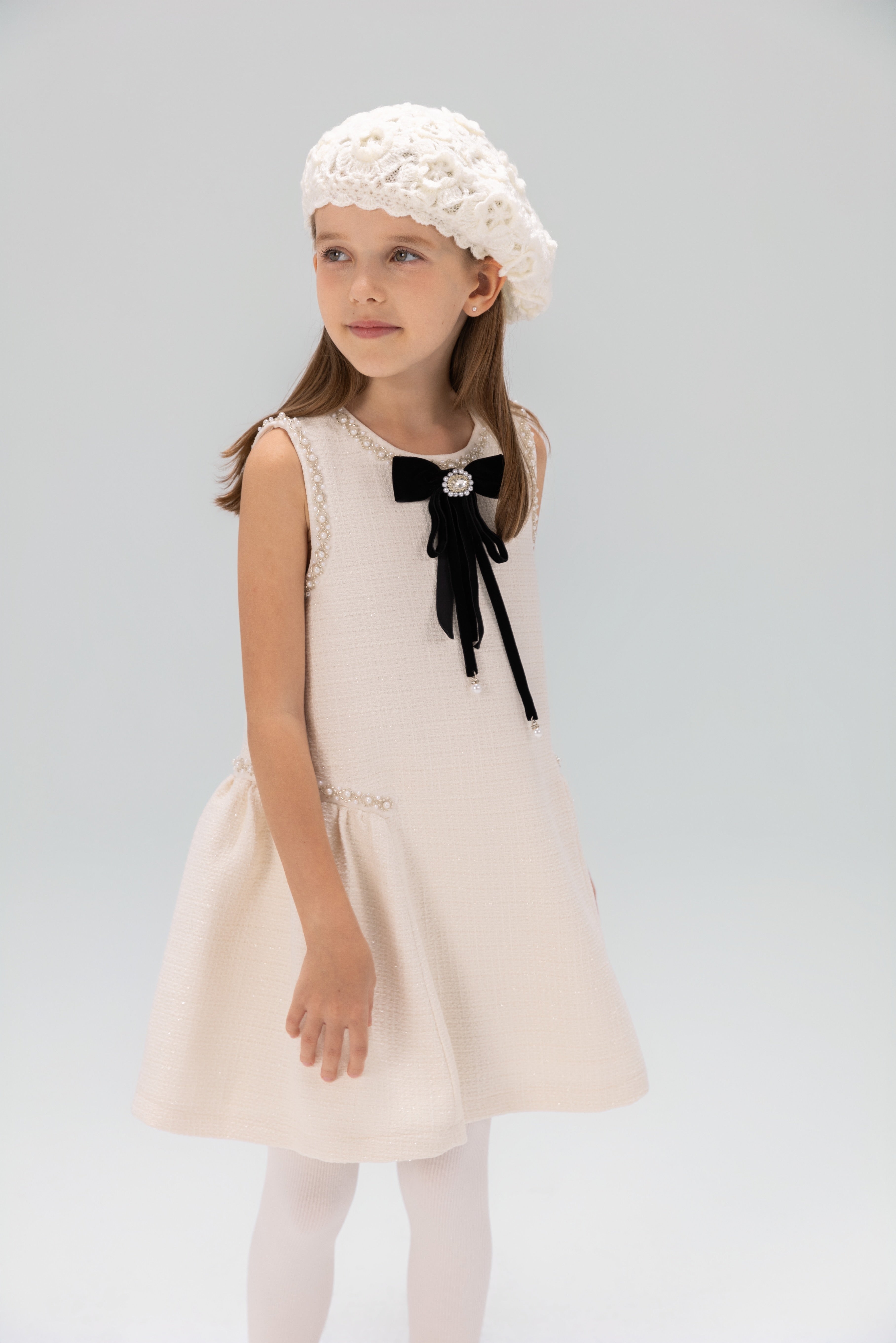 Pearl-Trim Tweed Mermaid Dress