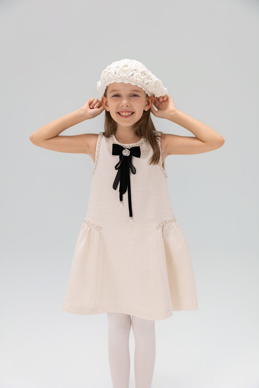 Pearl-Trim Tweed Mermaid Dress