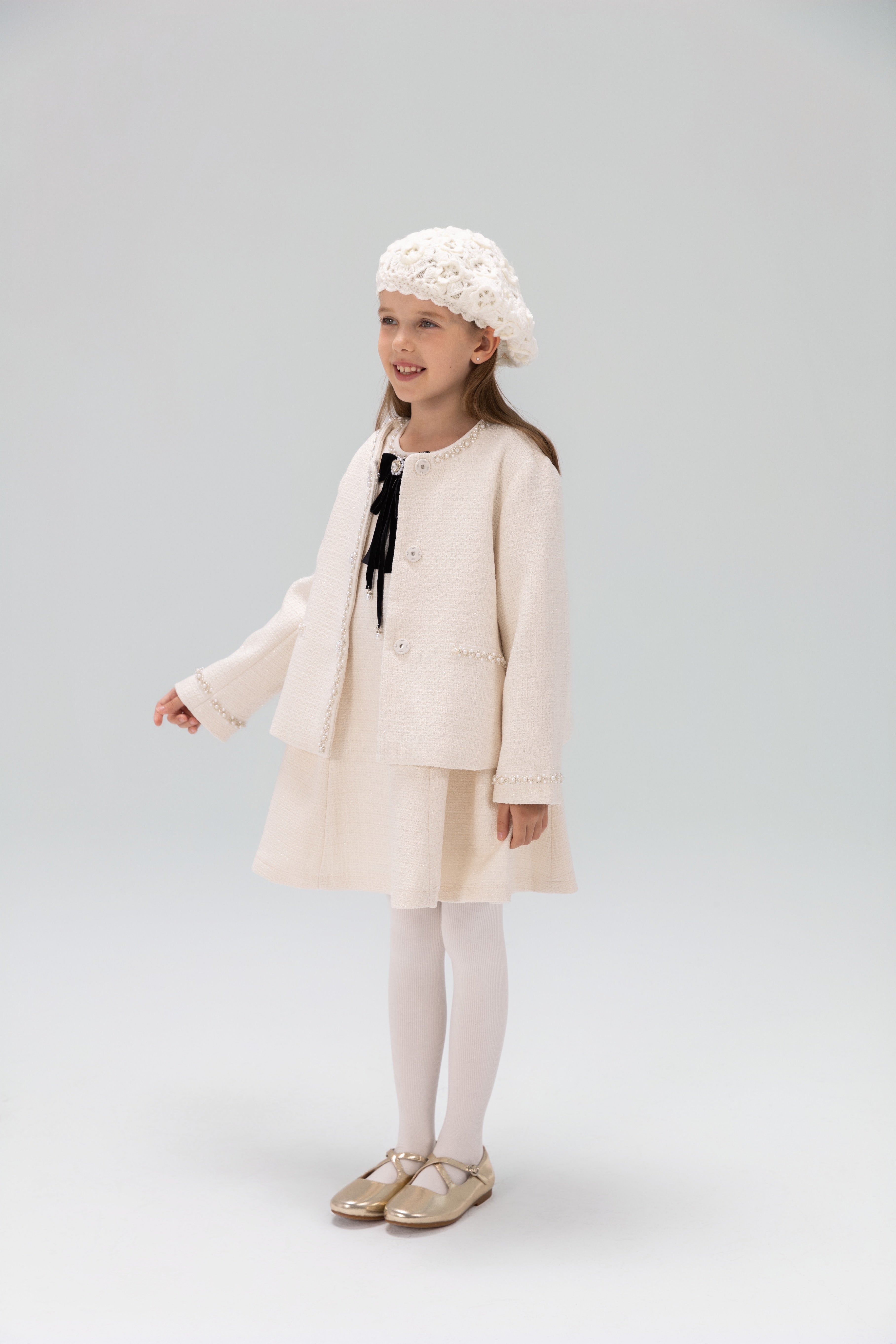 Pearl-Trim Tweed Jacket