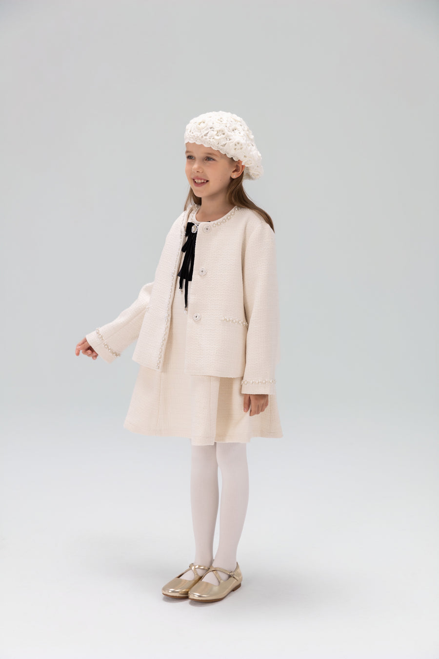 Pearl-Trim Tweed Jacket