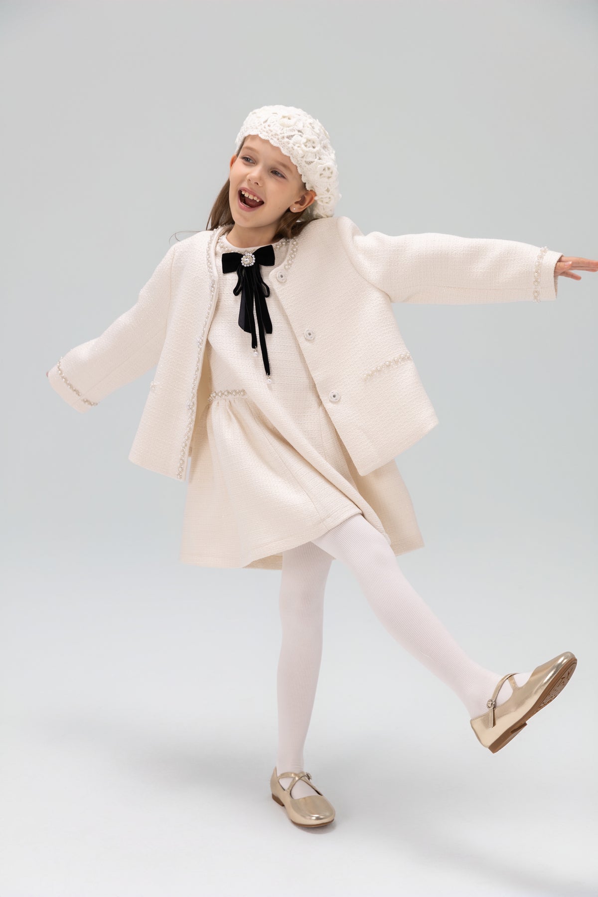 Pearl-Trim Tweed Jacket