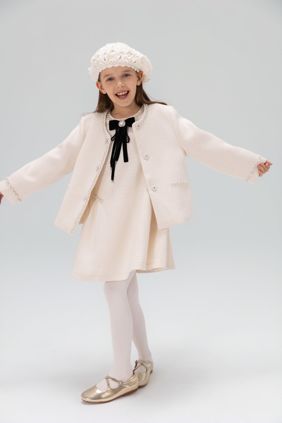 Pearl-Trim Tweed Jacket