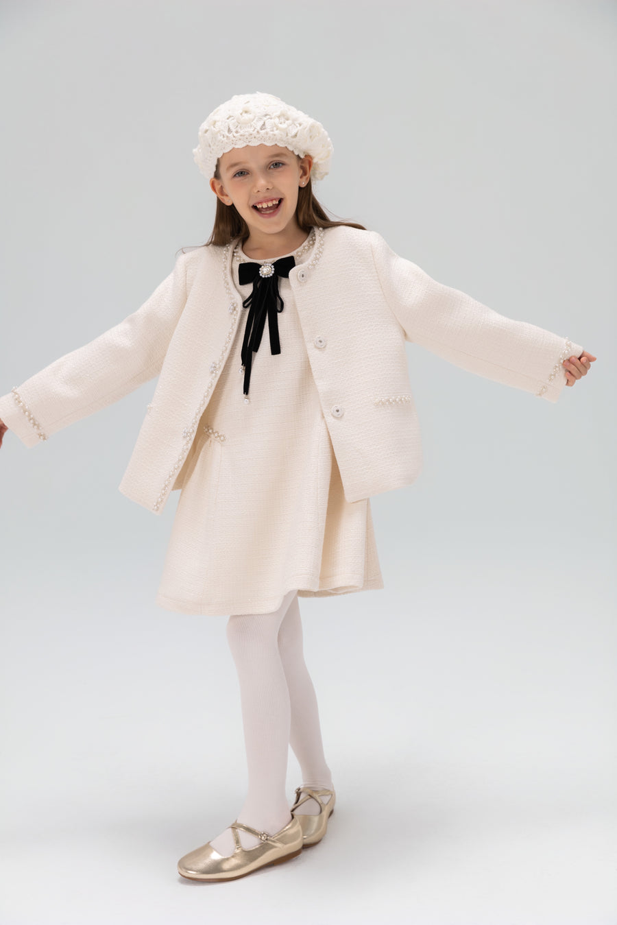 Pearl-Trim Tweed Jacket