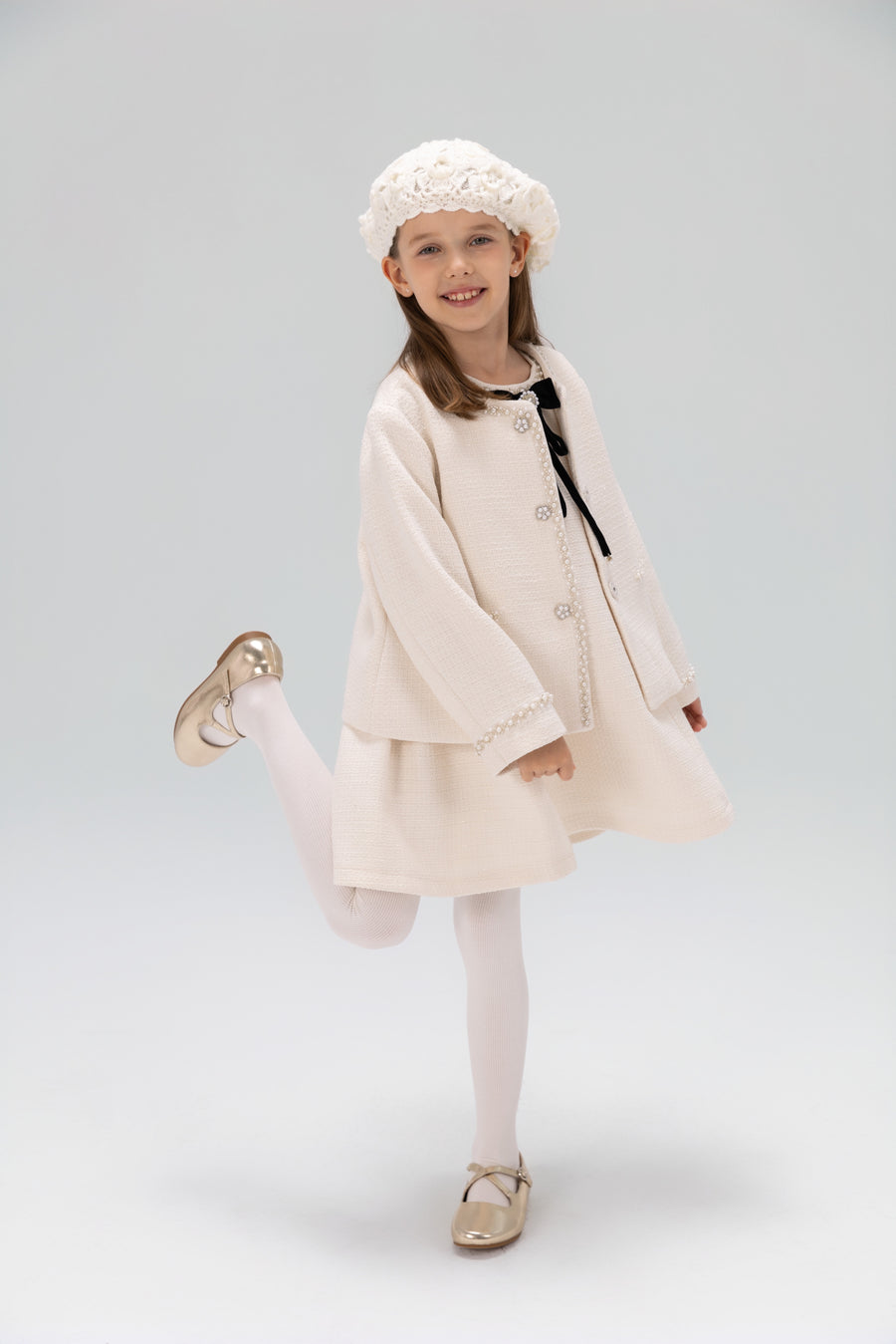 Pearl-Trim Tweed Jacket