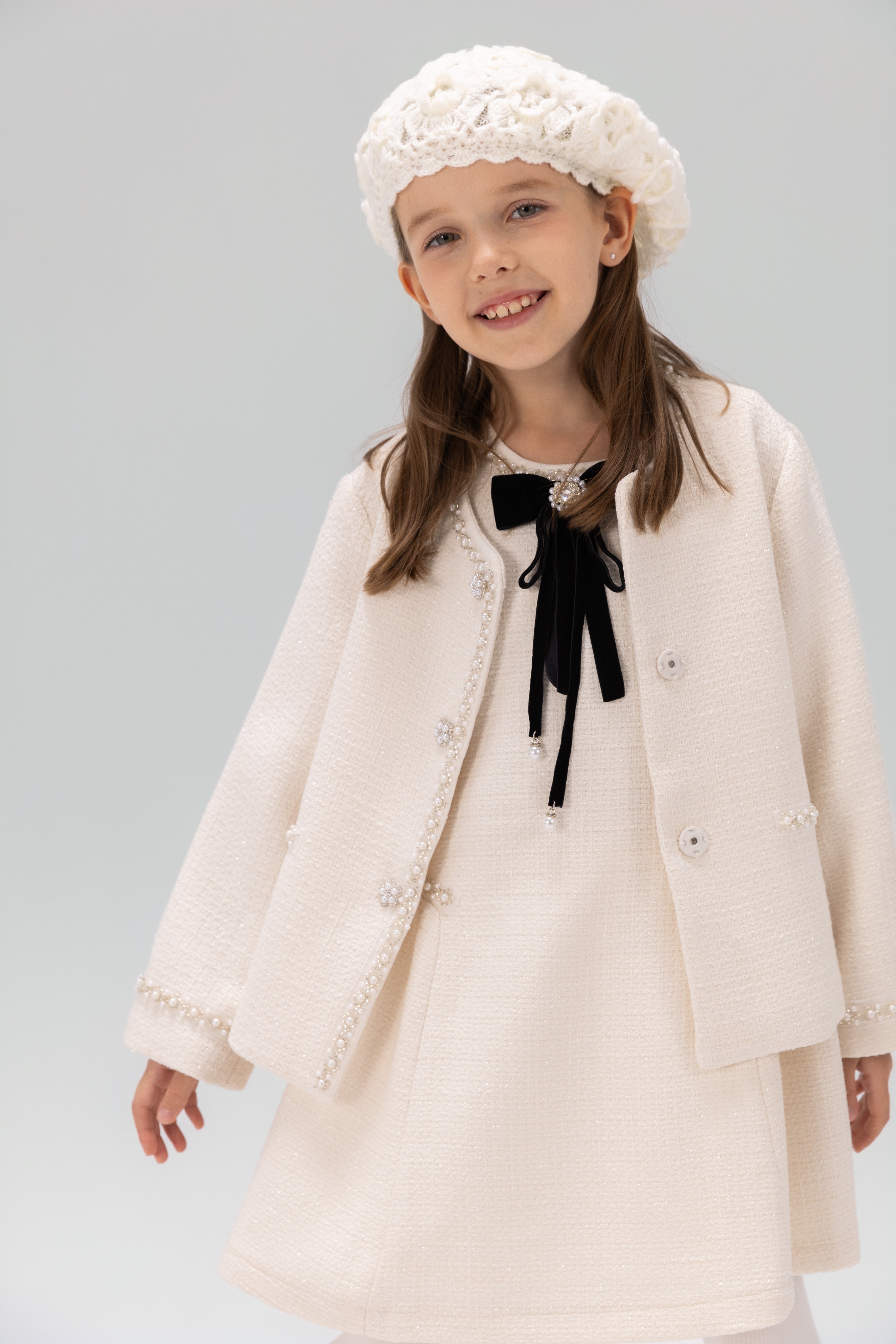 Pearl-Trim Tweed Jacket