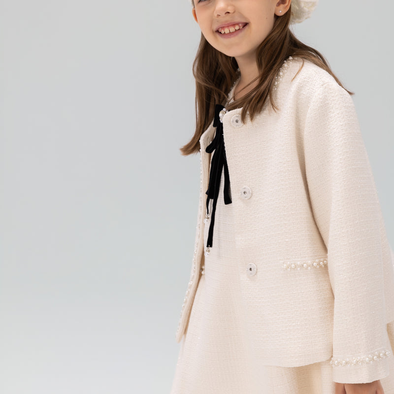 Pearl-Trim Tweed Jacket