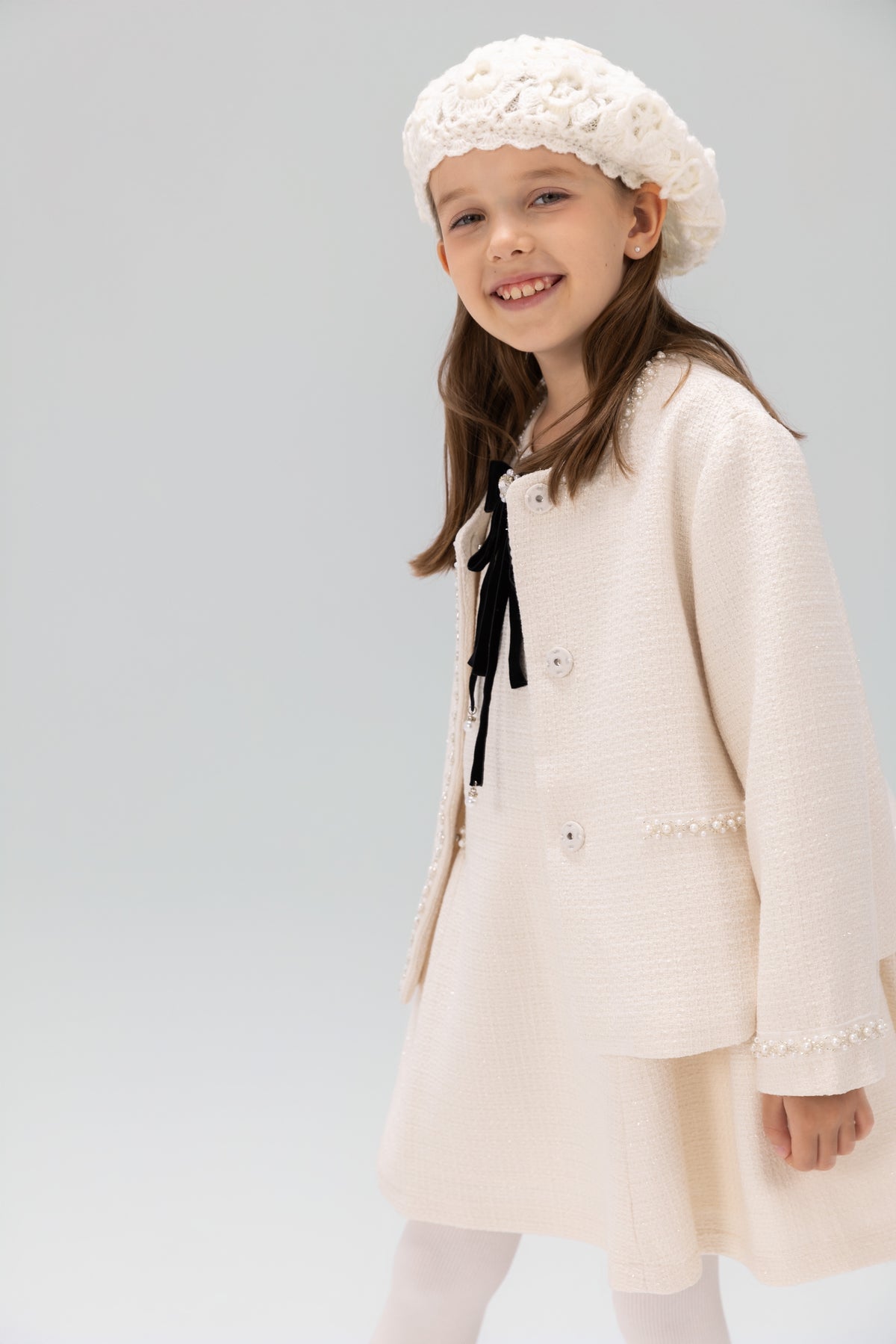 Pearl-Trim Tweed Jacket
