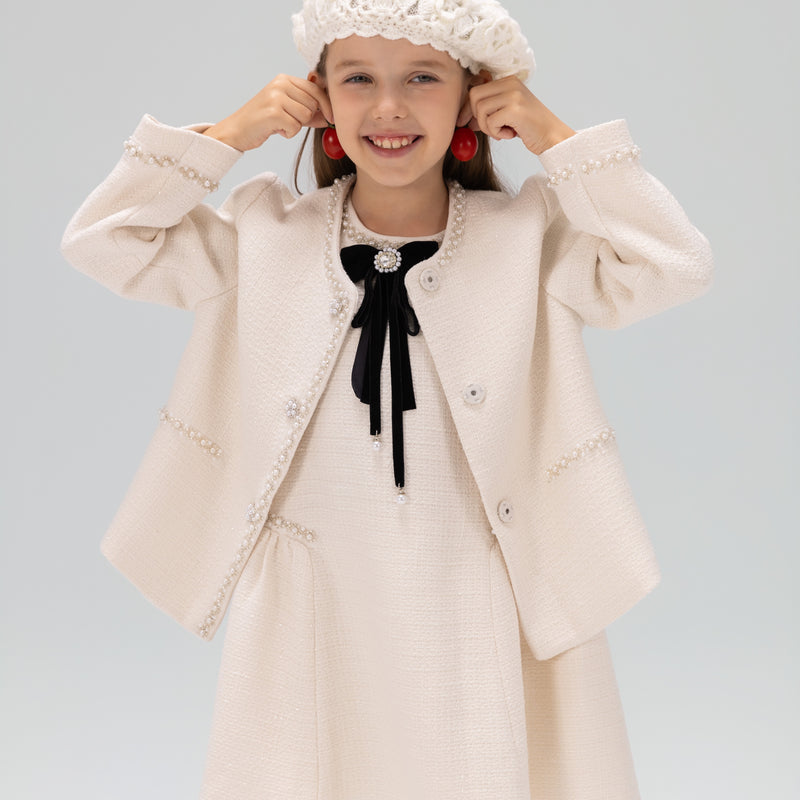 Pearl-Trim Tweed Jacket