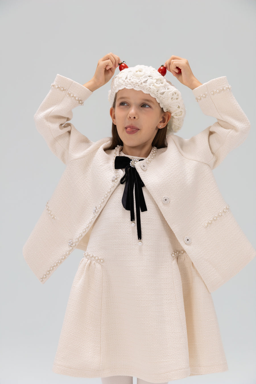 Pearl-Trim Tweed Jacket