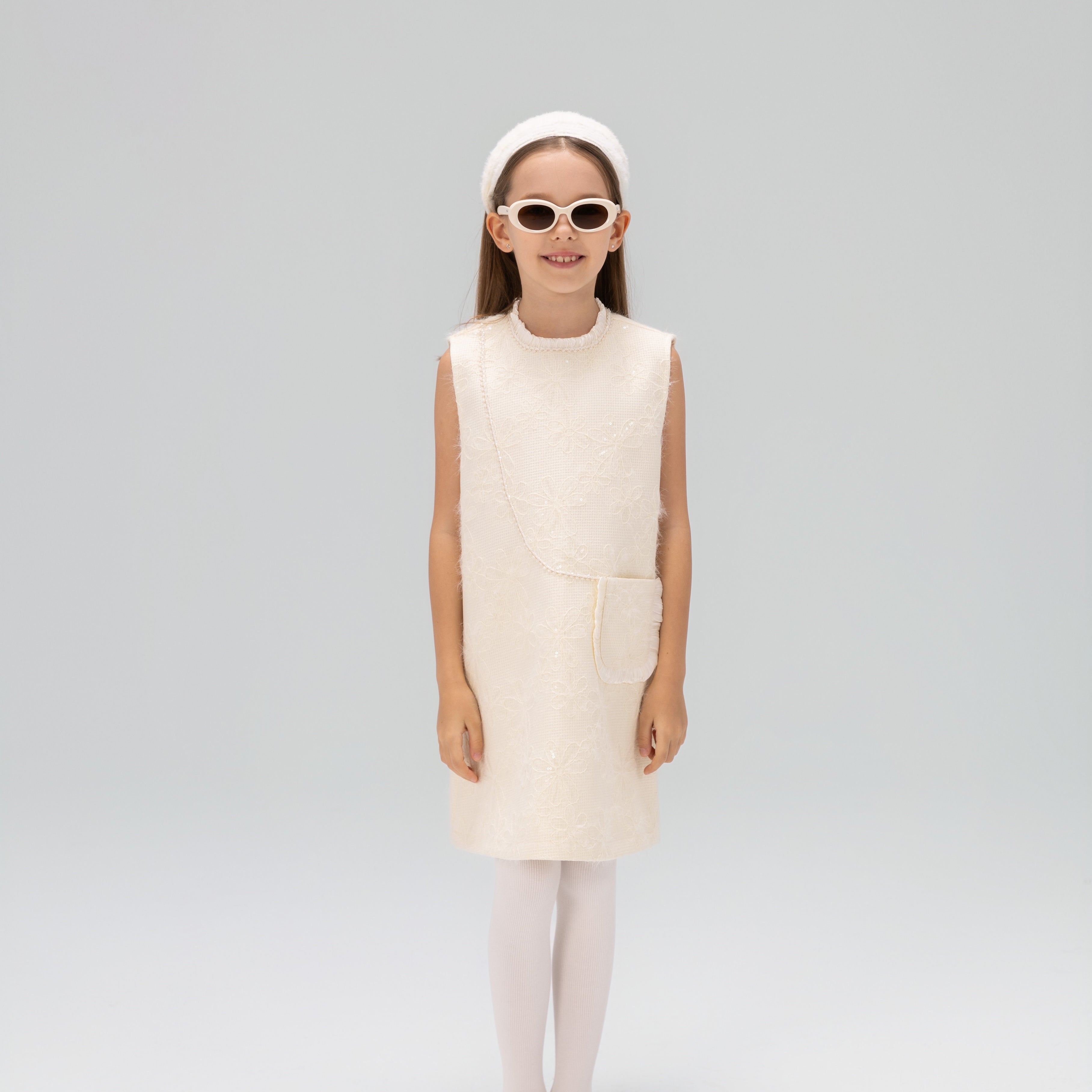 Ivory Petal-Pocket Mod Dress