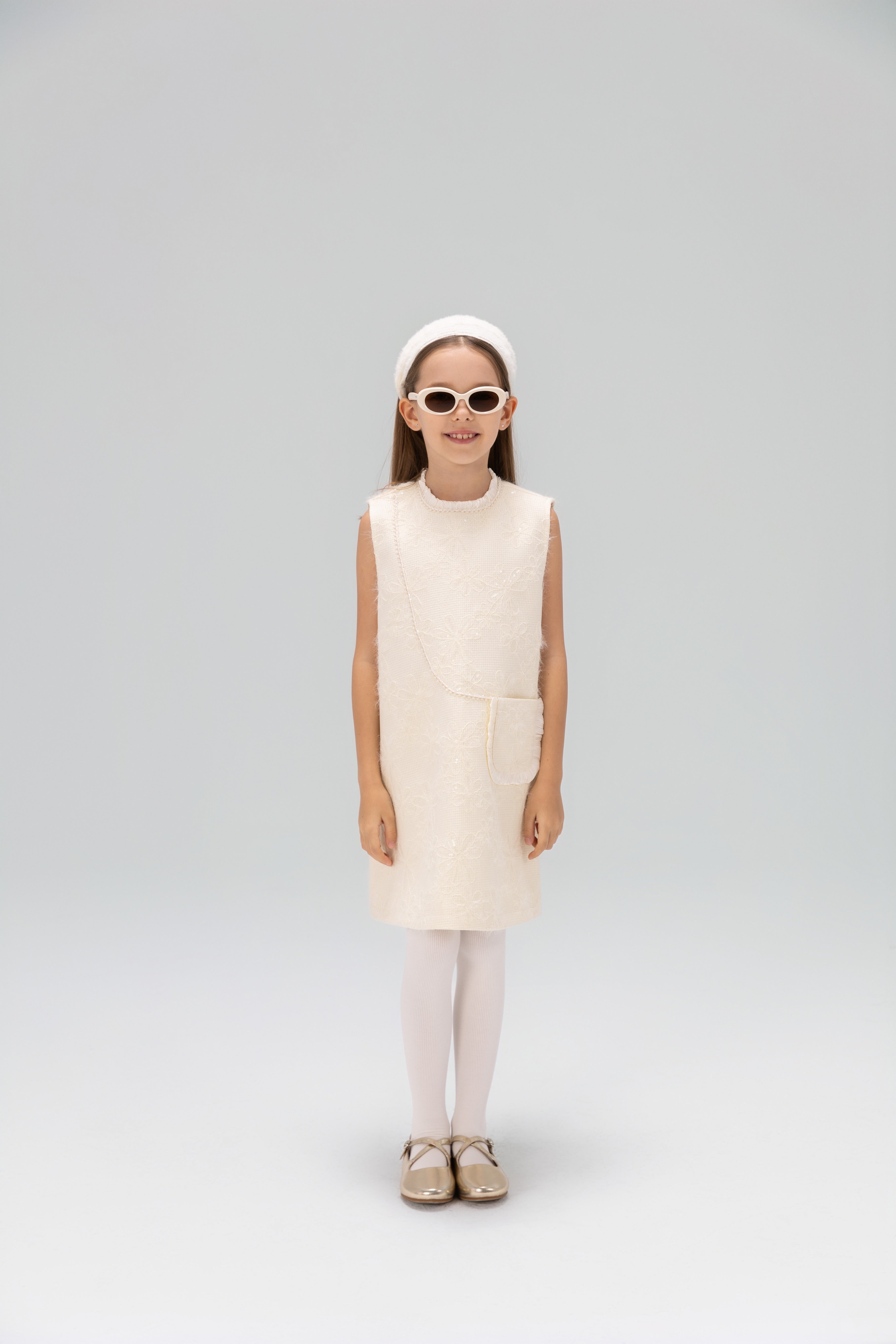 Ivory Petal-Pocket Mod Dress