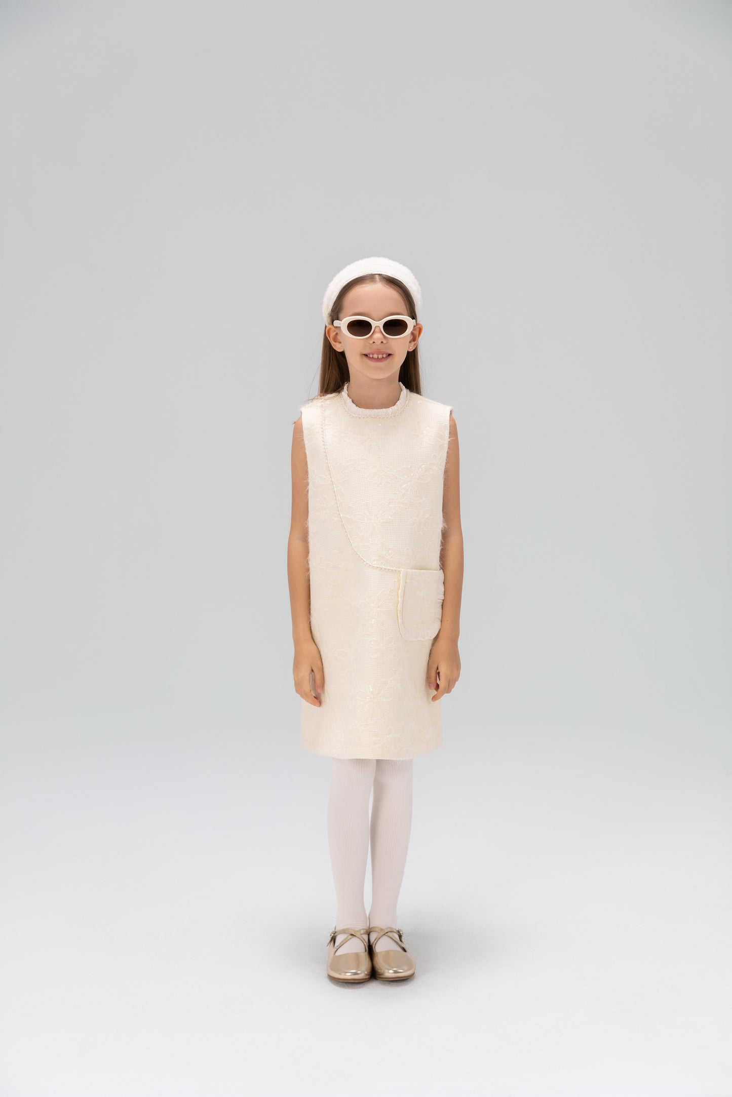 Ivory Petal-Pocket Mod Dress