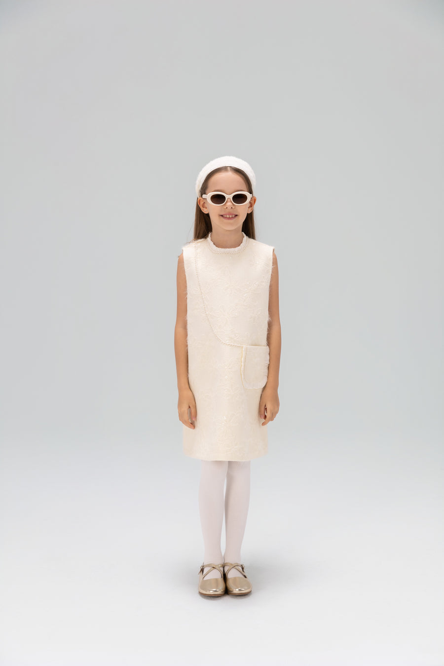 Ivory Petal-Pocket Mod Dress