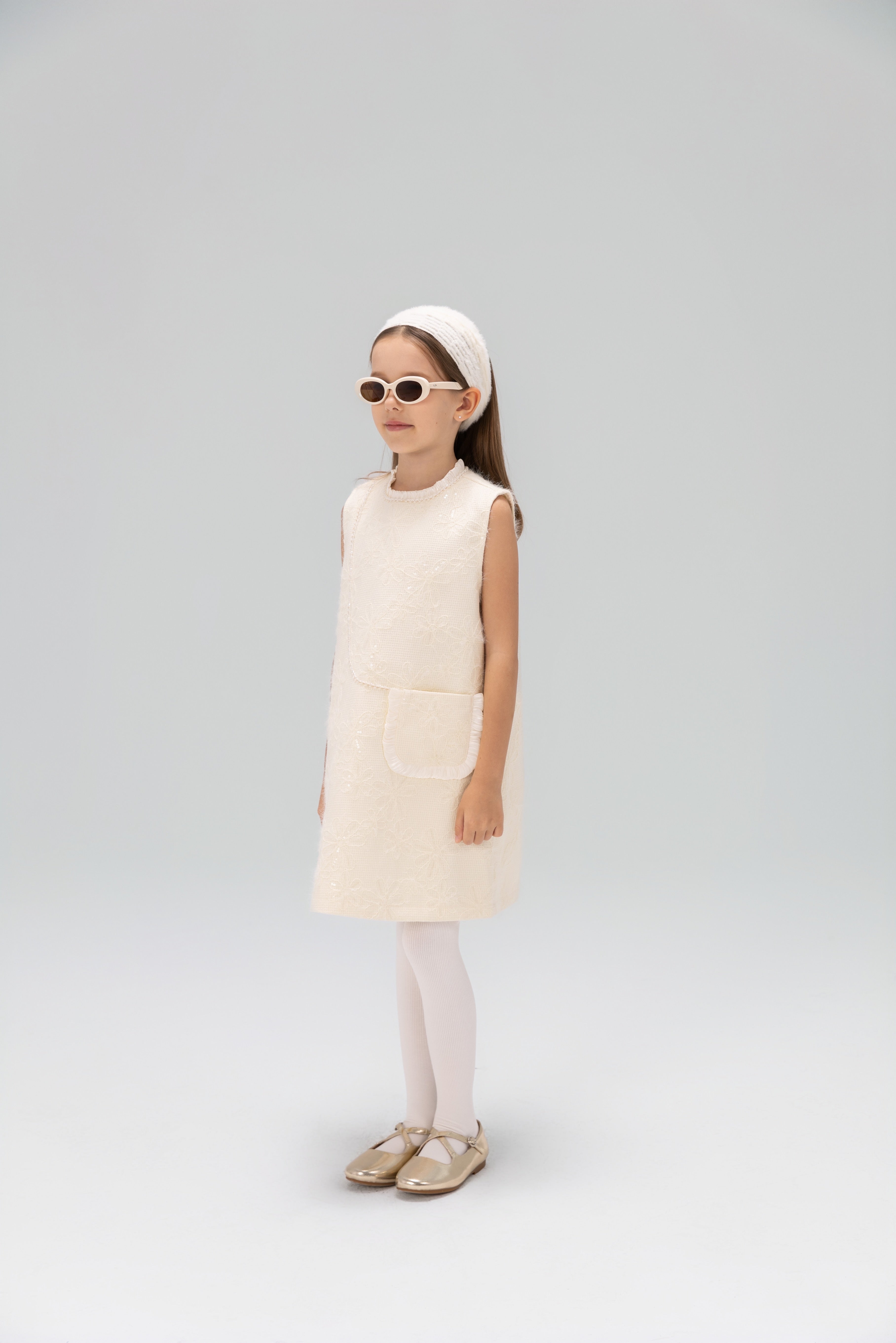 Ivory Petal-Pocket Mod Dress