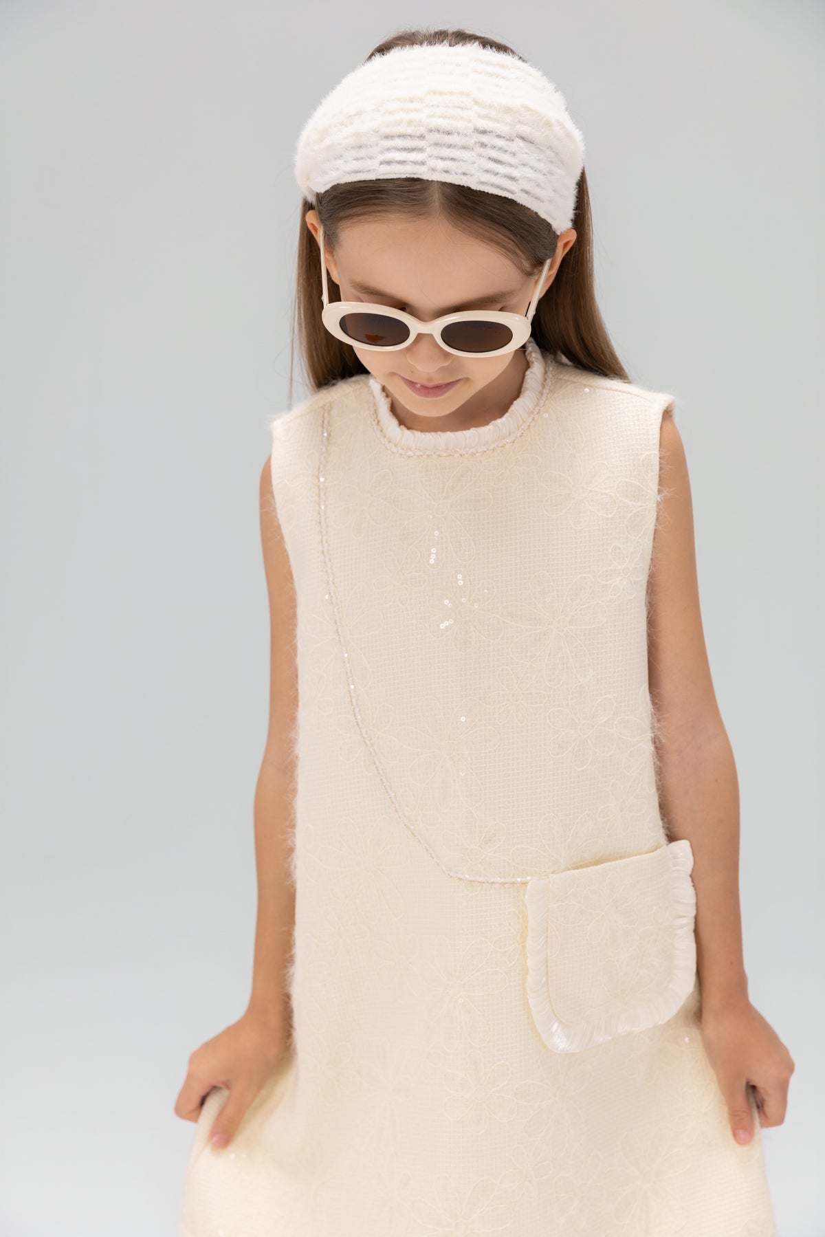 Ivory Petal-Pocket Mod Dress