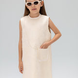 Ivory Petal-Pocket Mod Dress