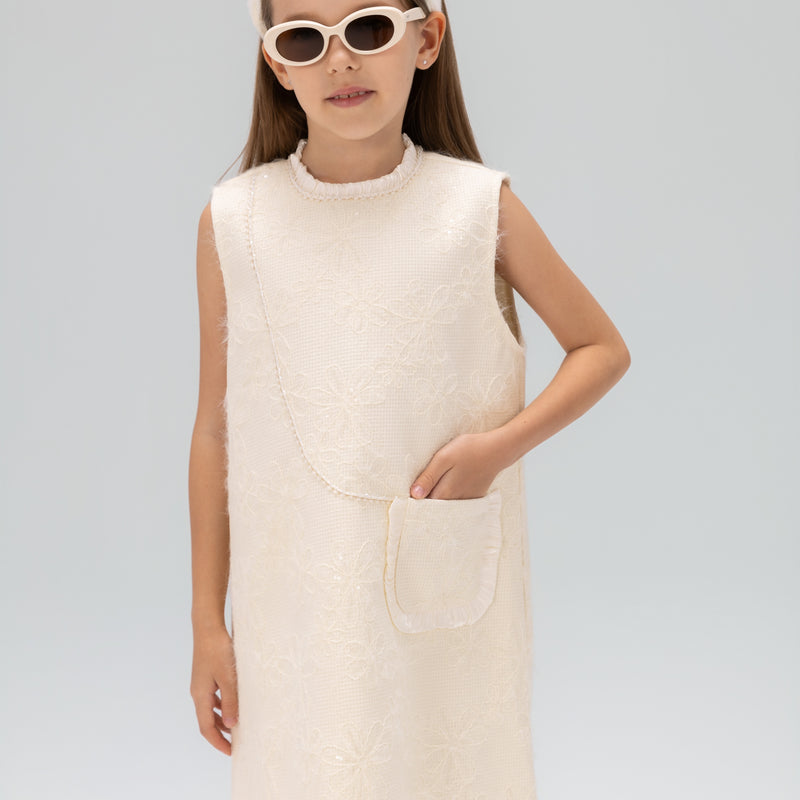 Ivory Petal-Pocket Mod Dress