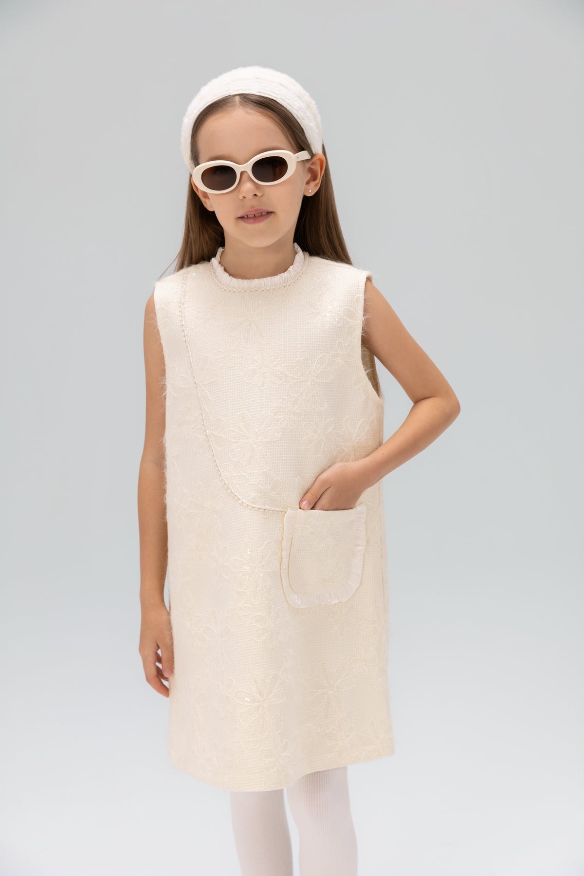 Ivory Petal-Pocket Mod Dress