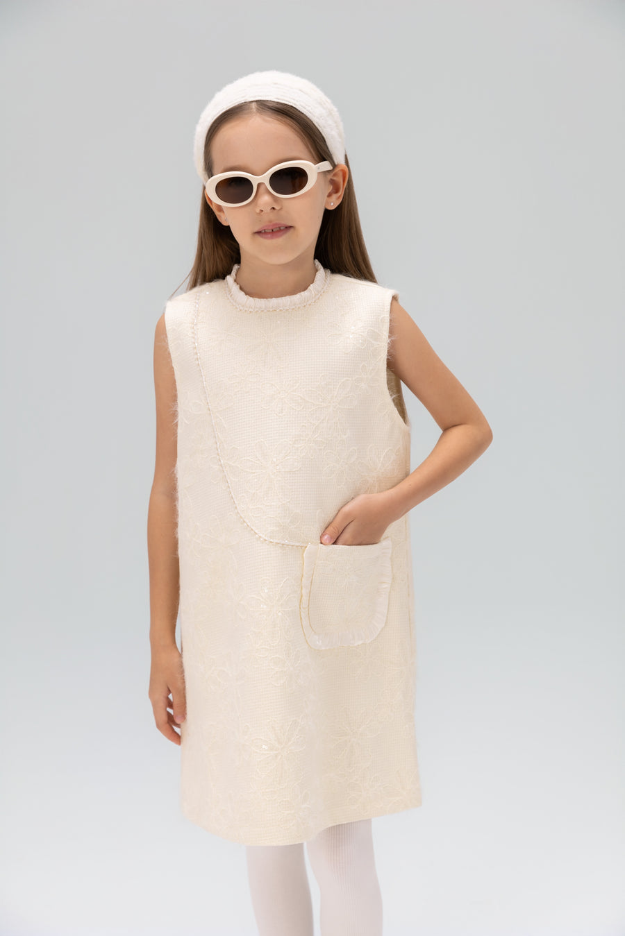 Ivory Petal-Pocket Mod Dress