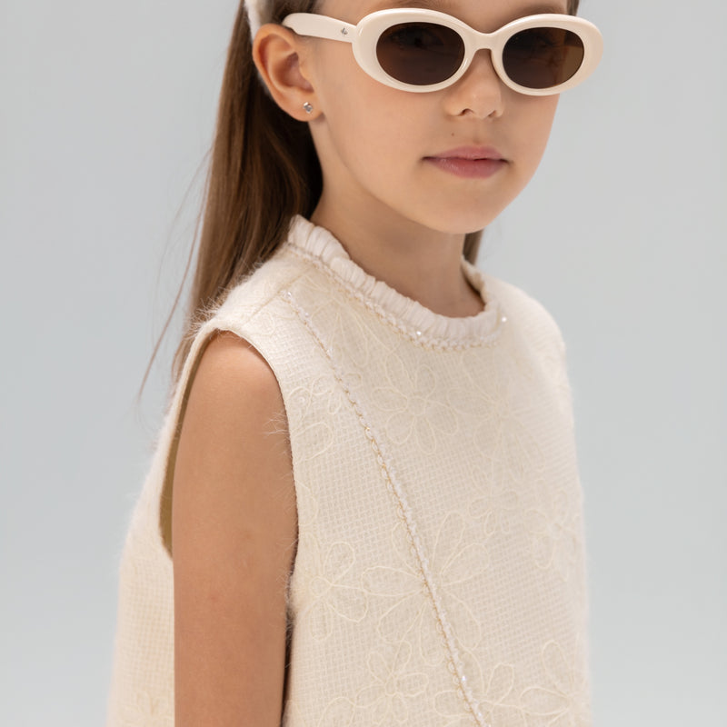 Ivory Petal-Pocket Mod Dress