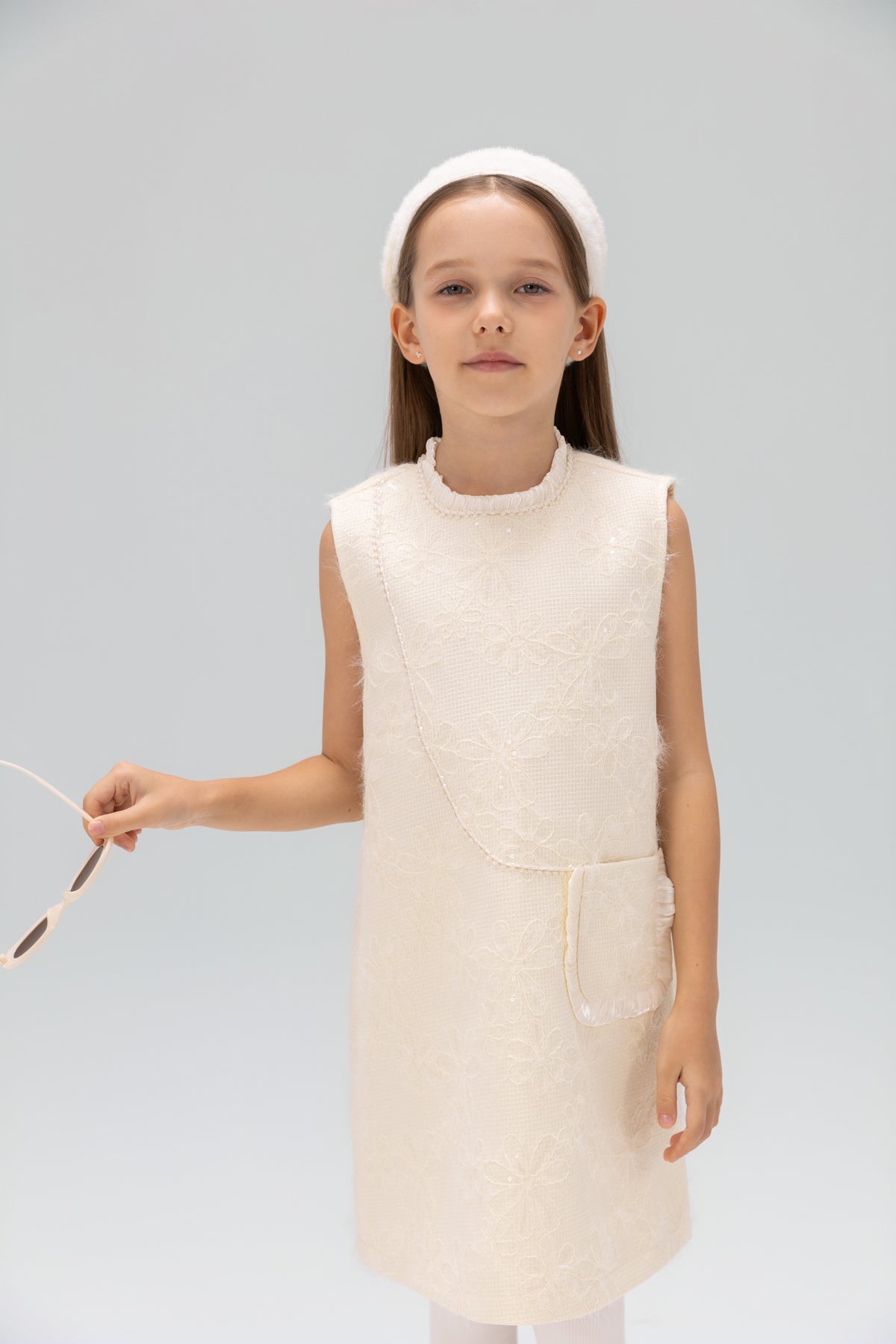 Ivory Petal-Pocket Mod Dress