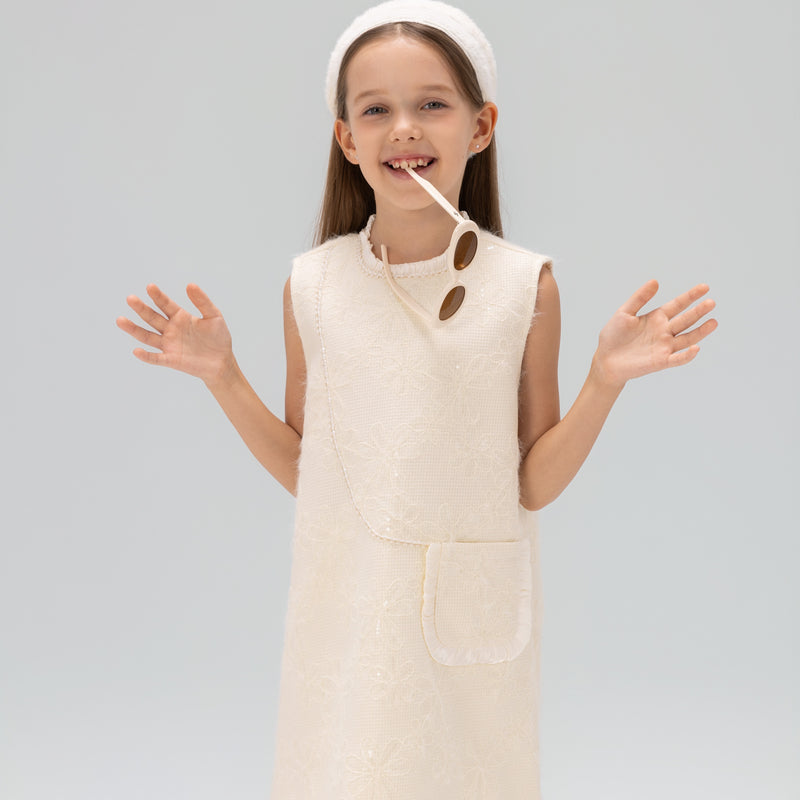 Ivory Petal-Pocket Mod Dress