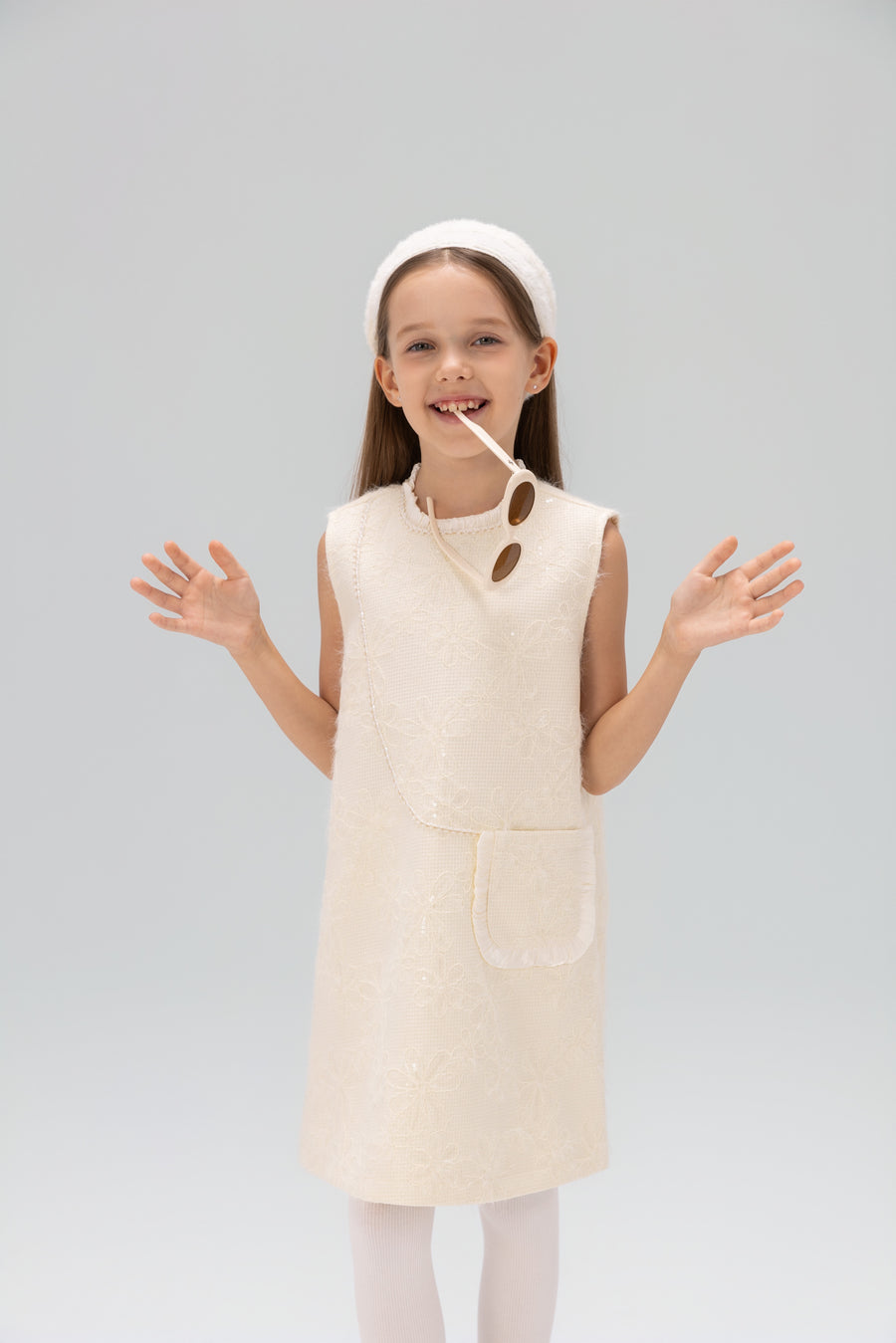 Ivory Petal-Pocket Mod Dress