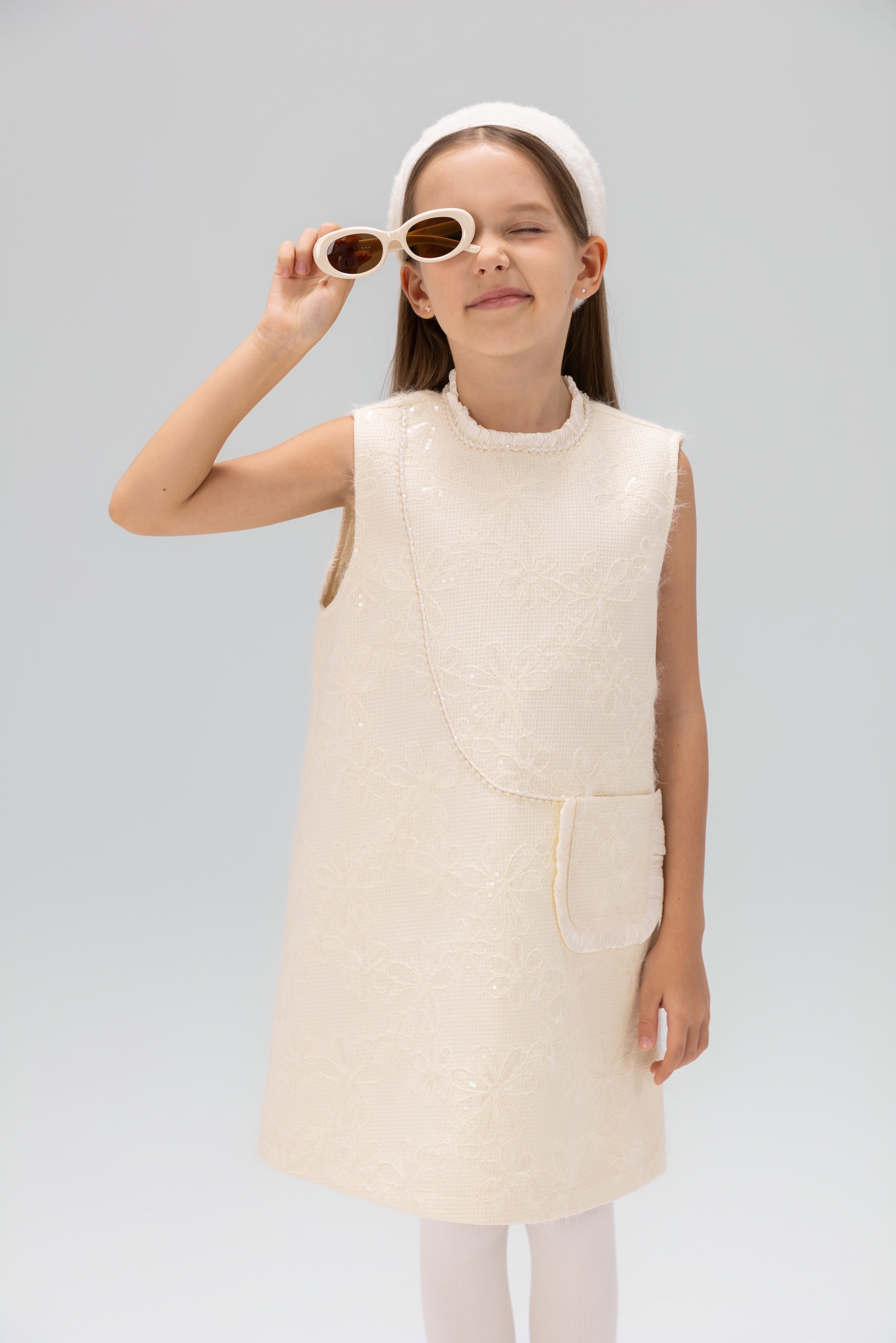 Ivory Petal-Pocket Mod Dress