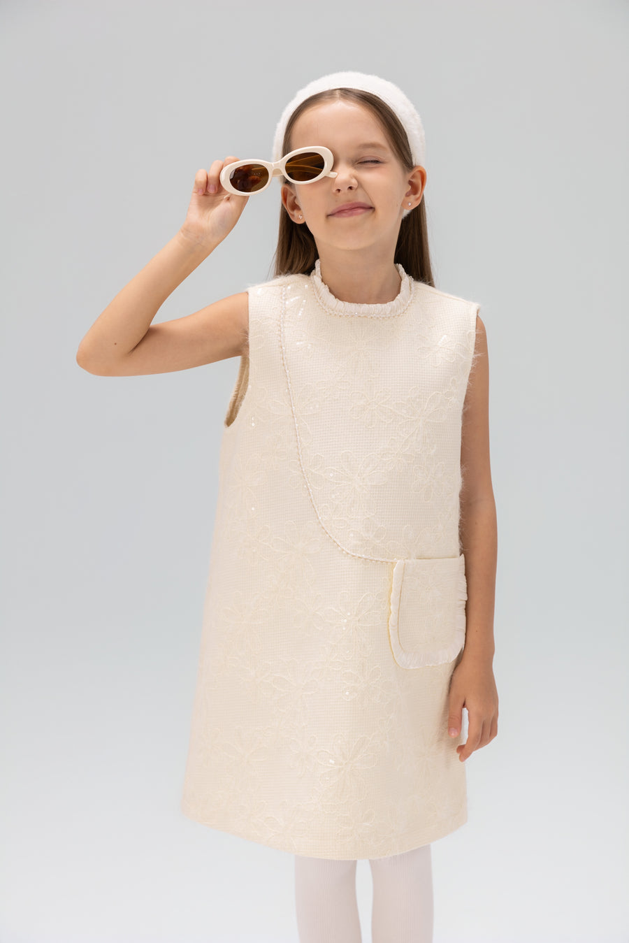 Ivory Petal-Pocket Mod Dress