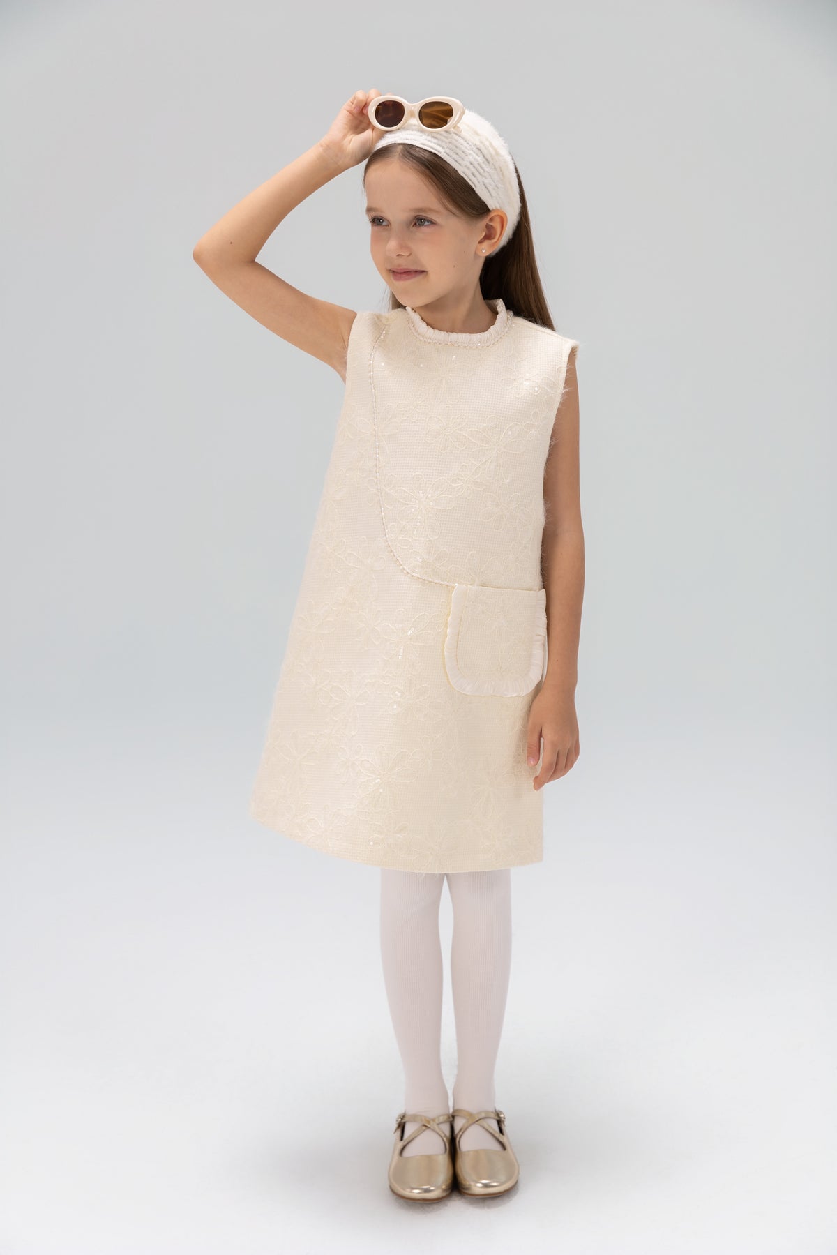 Ivory Petal-Pocket Mod Dress