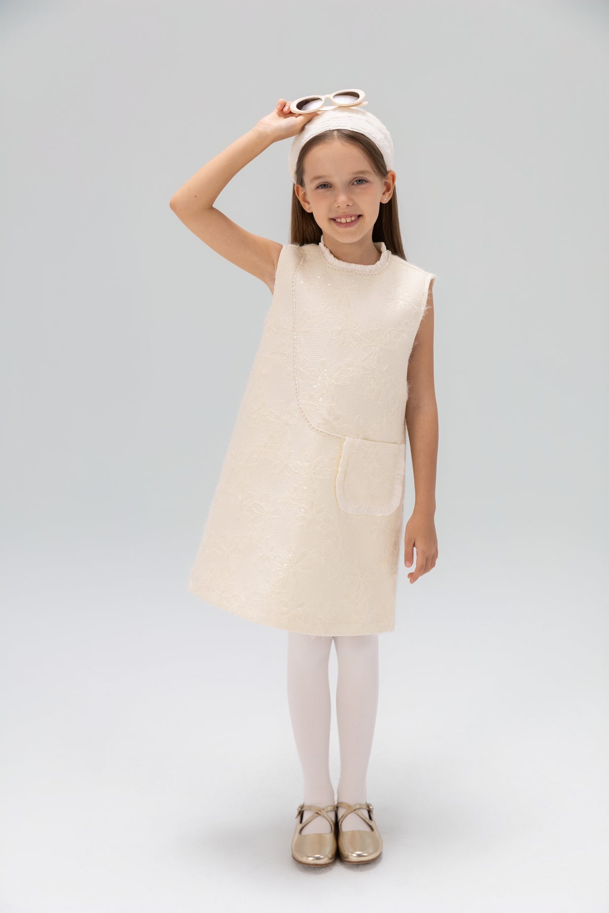 Ivory Petal-Pocket Mod Dress