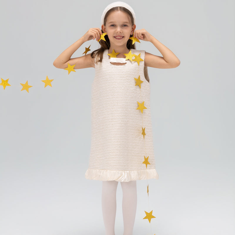 Keyhole Bow Starlight Tweed Dress