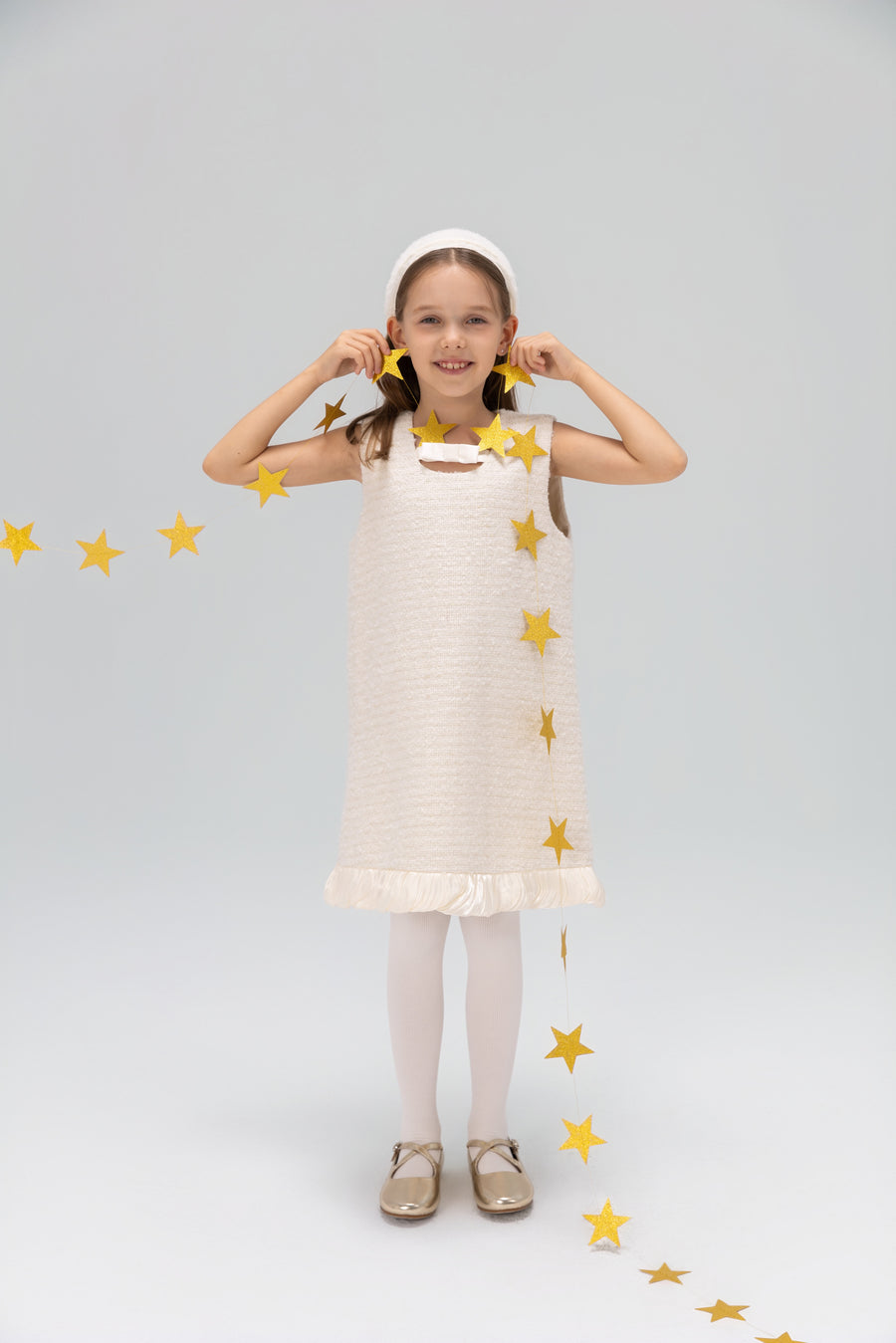 Keyhole Bow Starlight Tweed Dress