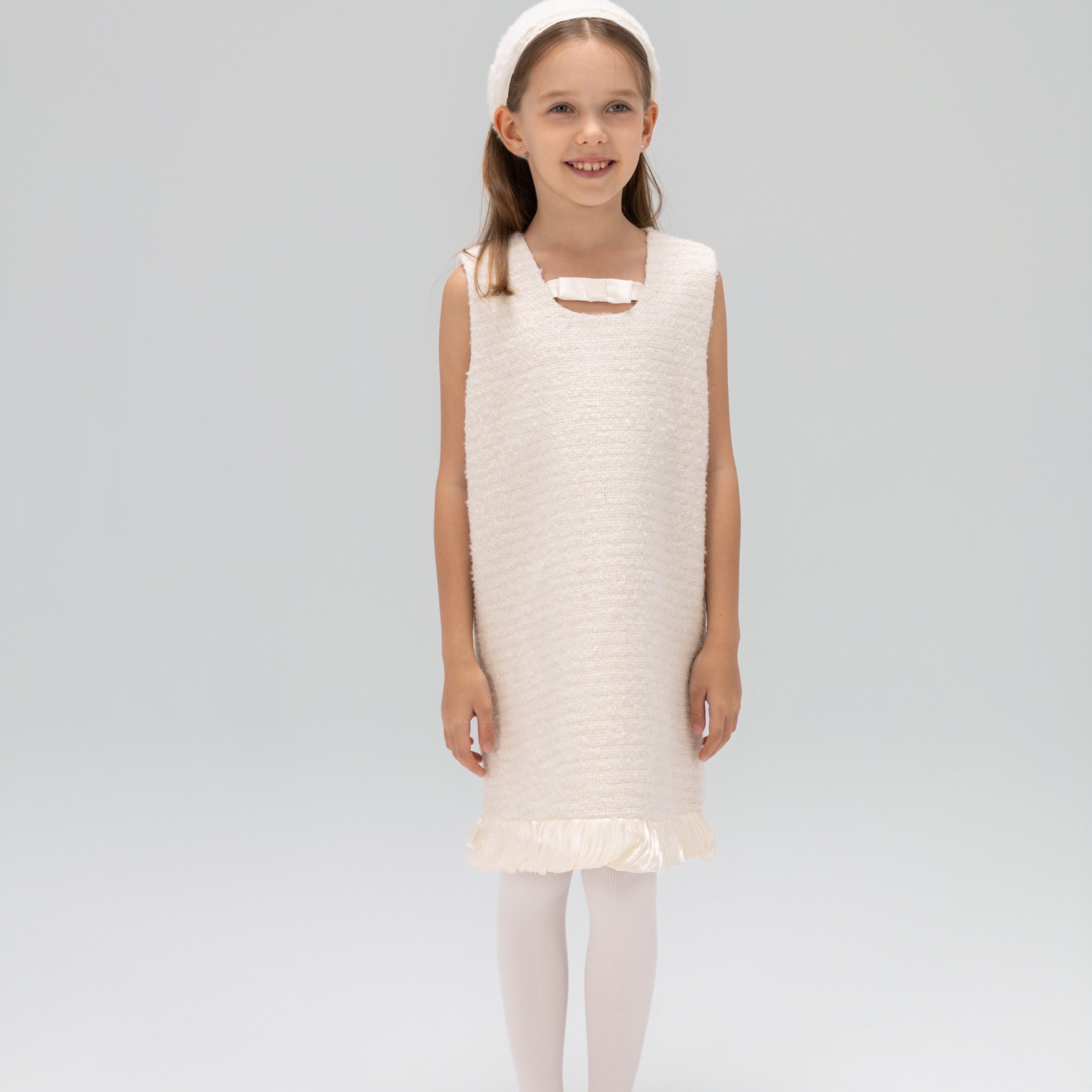 Keyhole Bow Starlight Tweed Dress