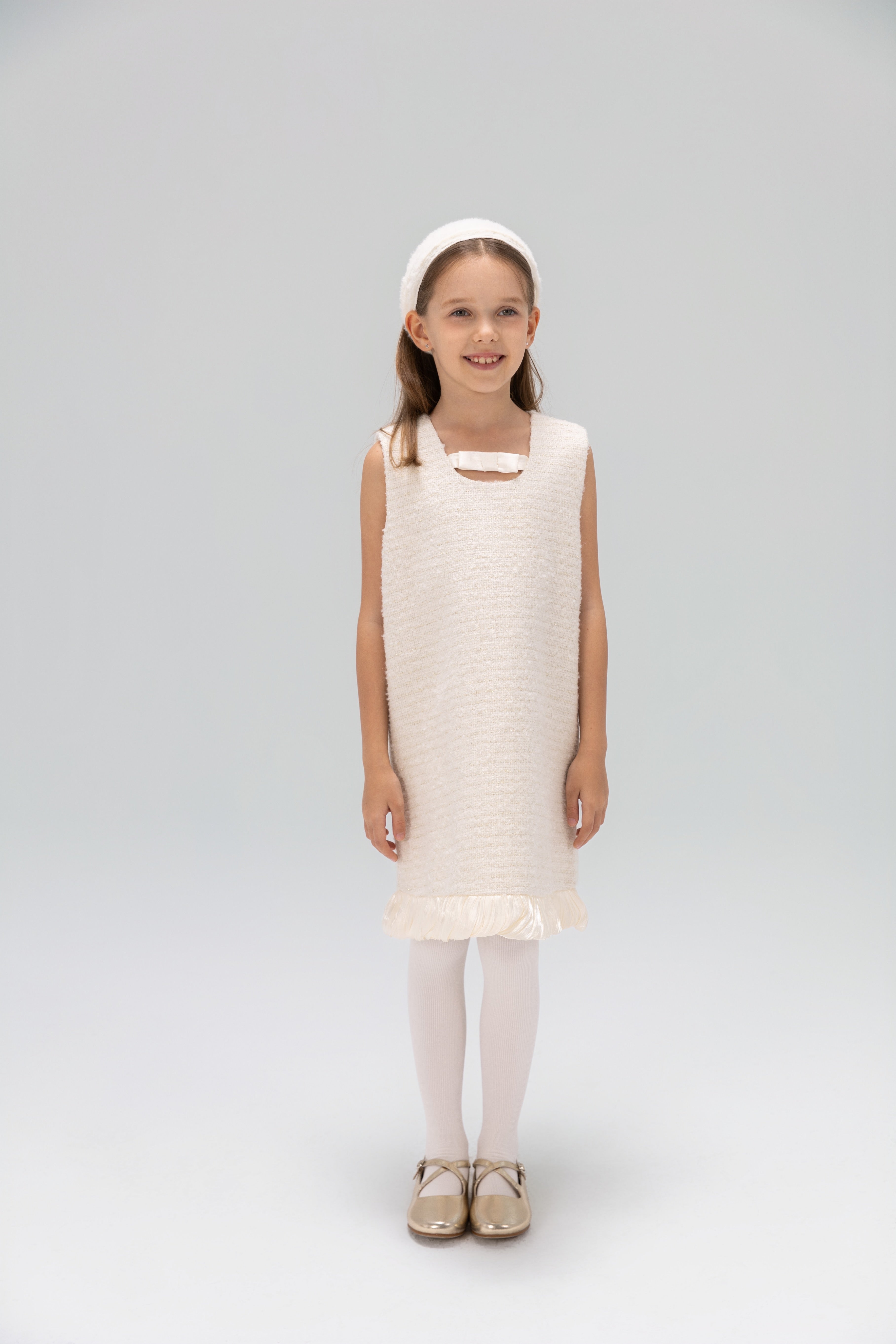Keyhole Bow Starlight Tweed Dress