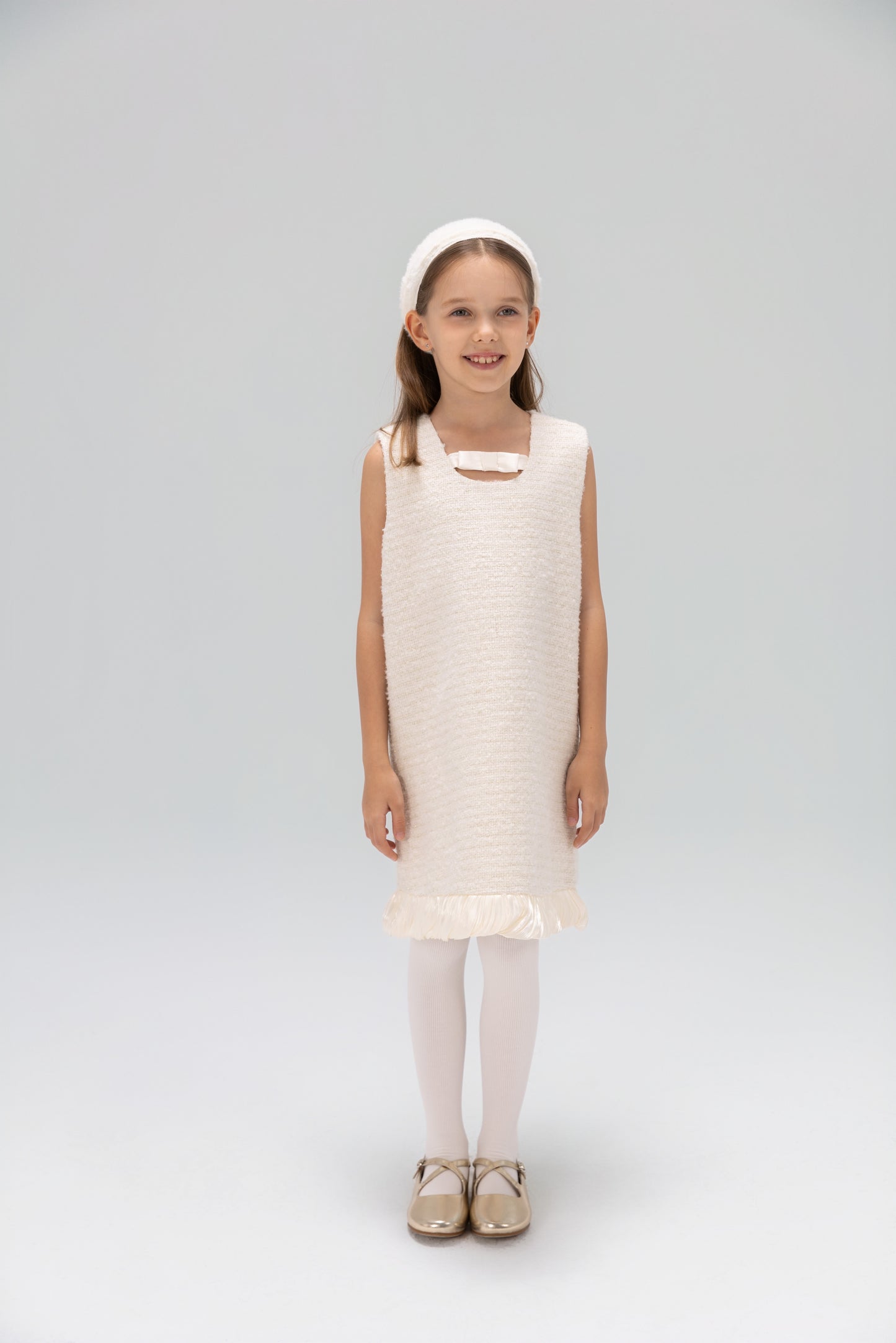 Keyhole Bow Starlight Tweed Dress