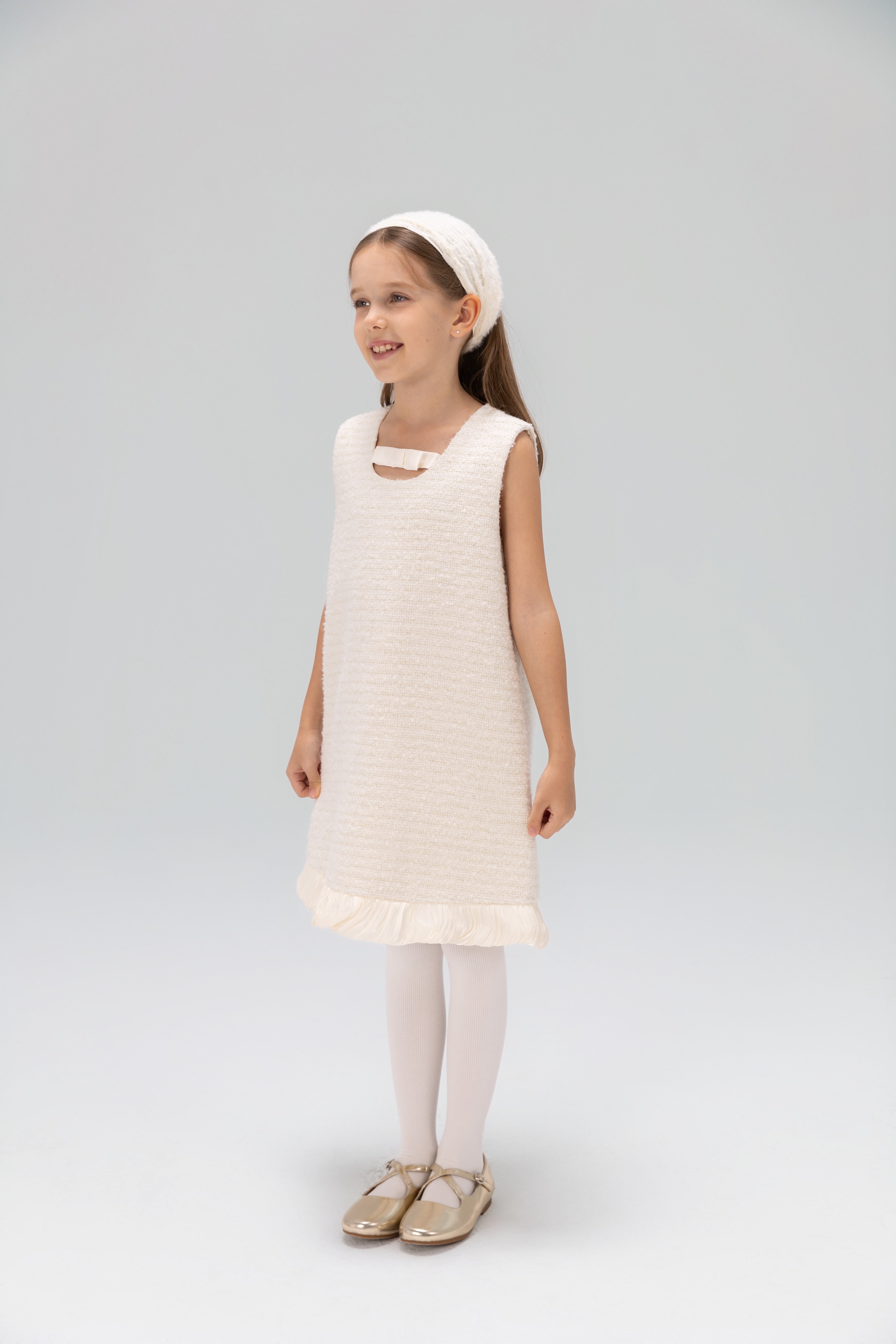 Keyhole Bow Starlight Tweed Dress
