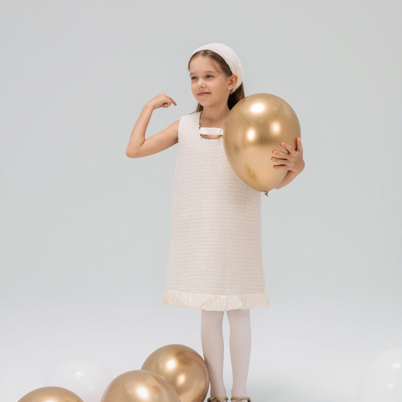 Keyhole Bow Starlight Tweed Dress