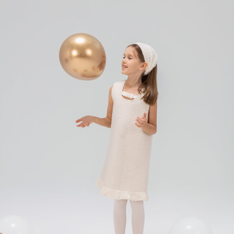 Keyhole Bow Starlight Tweed Dress