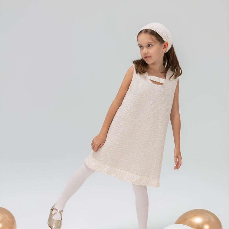 Keyhole Bow Starlight Tweed Dress