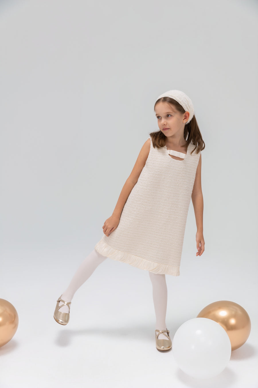 Keyhole Bow Starlight Tweed Dress