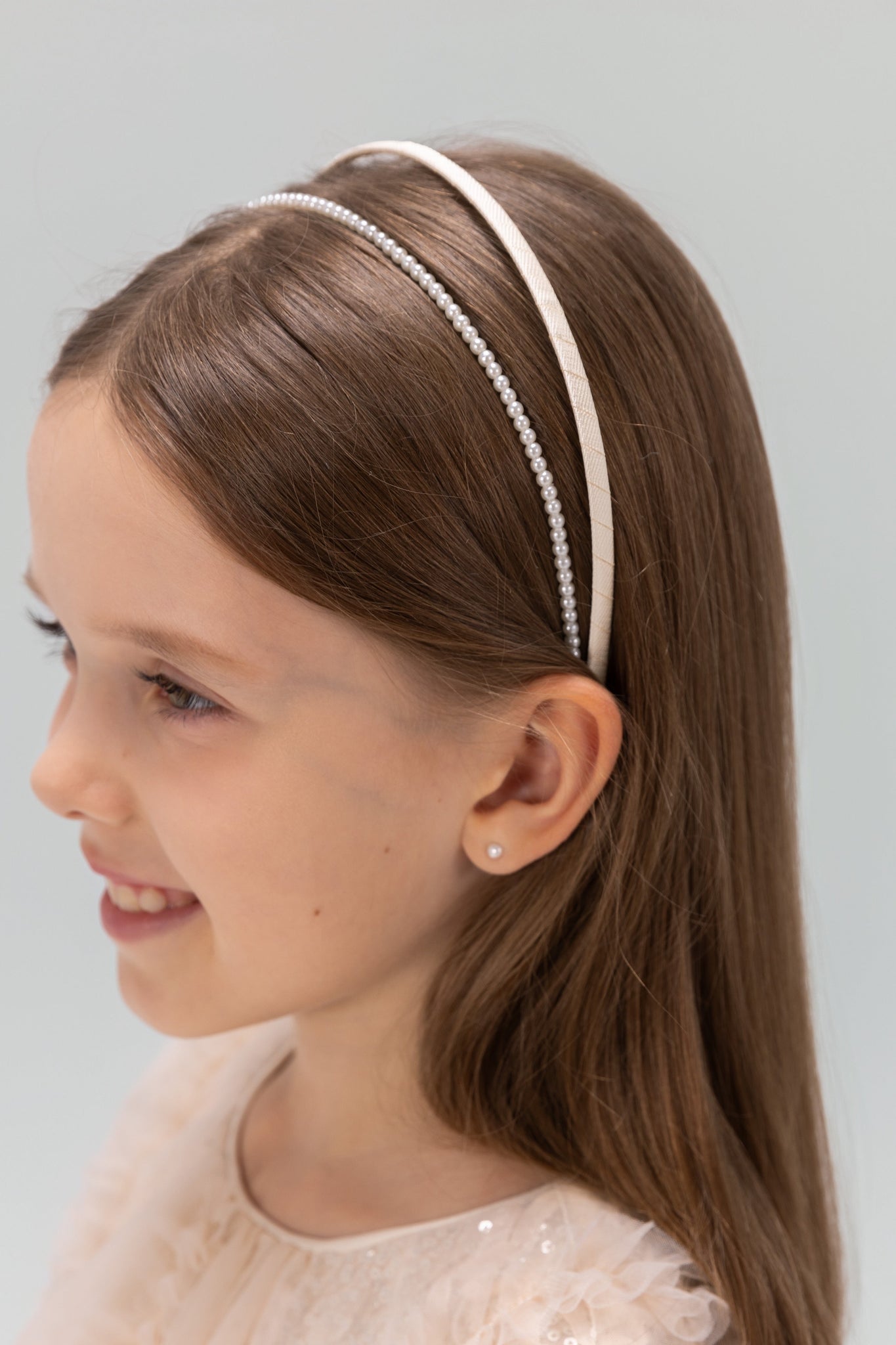 Girls Dainty Pearl Headband – Pure White