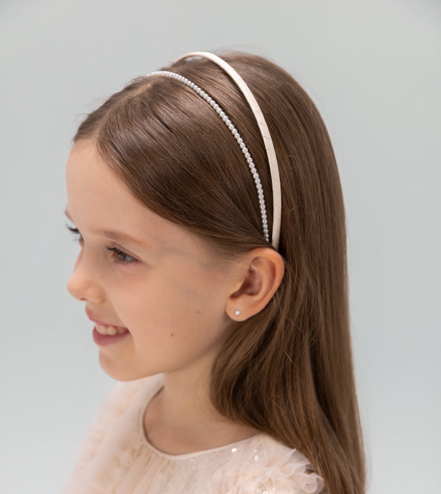 Girls Dainty Pearl Headband – Pure White